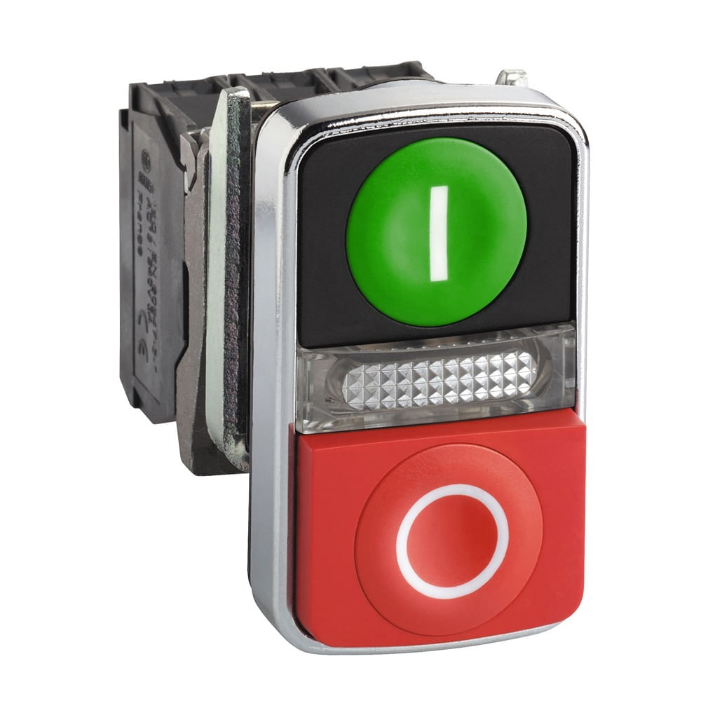 Encontraproduto.com.br - Botão Duplo 22Mm Metálico Verde/Vermelho Sinalizador 24V 1Na Xb4Bw73731B5 Schneider