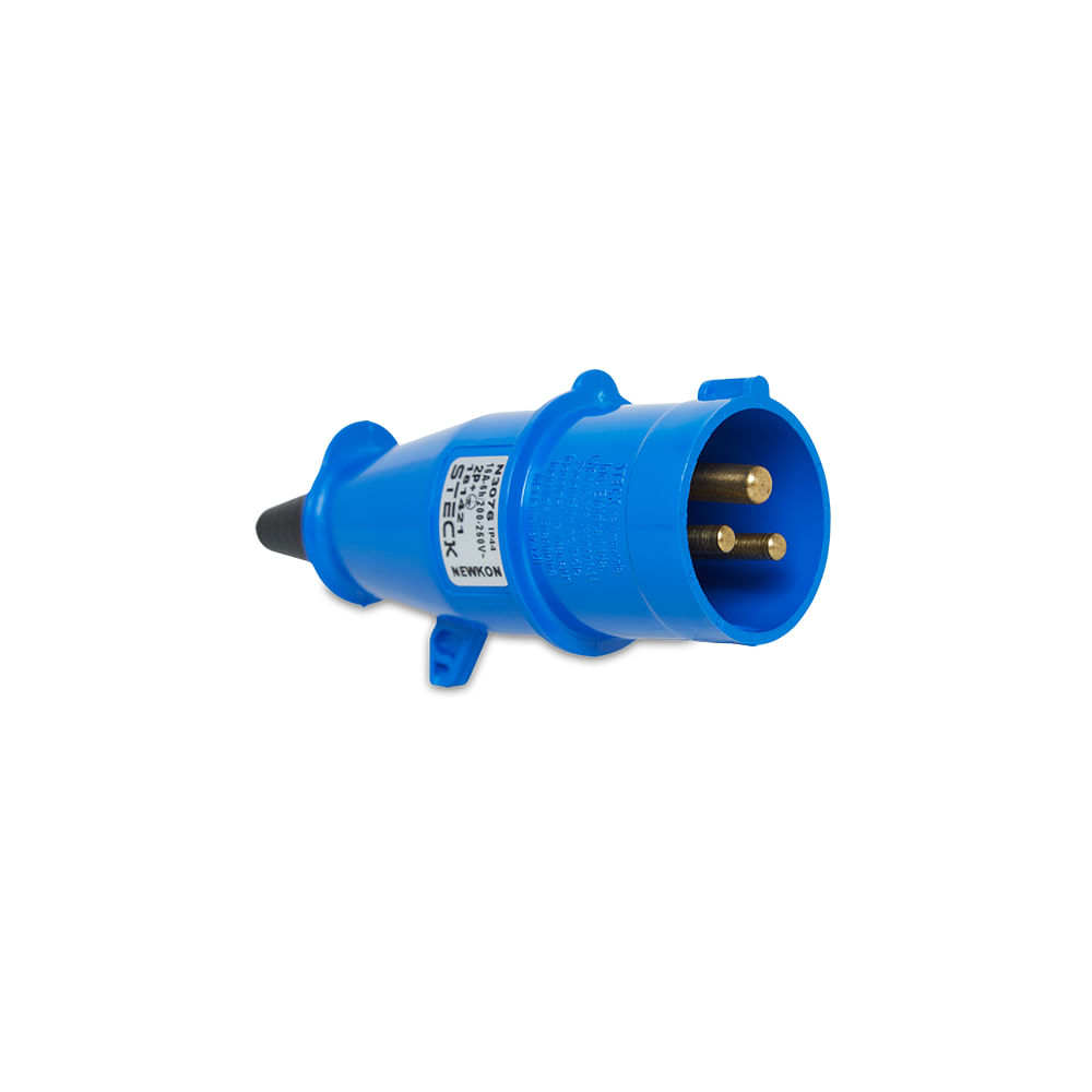 Plugue Newkon 2P+T 16A Azul Steck N3076 - Steck