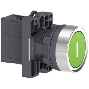 Botão Ø22Mm Plástico, Retorno Por Mola, Verde, Gravação "I", Na, Schneider Electric, XA2EA3311