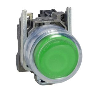 Botão Ø22Mm Metálico, Retorno Por Mola, Verde, Com Capa, Na, Schneider Electric, Xb4Bp31