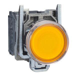 Botão Luminoso Ø22Mm Metálico Retorno Por Mola, Laranja, Na+Nf, Lâmpada ≤250V, Schneider Electric, XB4BW3565