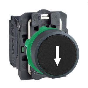 Botão Ø22Mm Plástico, Retorno Por Mola, Preto, "↑", Na, Schneider Electric, XB5AA3351