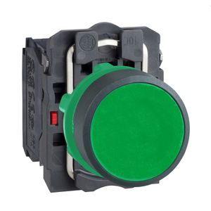 Botão Ø22Mm Plástico, Retorno Por Mola, Verde, Na+Nf, Schneider Electric, Xb5Aa35