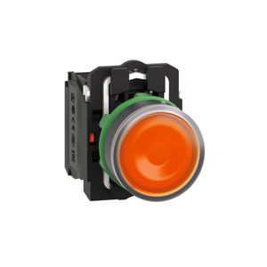 Botão Luminoso Ø22Mm Plástico, Retorno Por Mola, Laranja, Na+Nf, 24Vca/Cc, Schneider Electric, Xb5Aw35B5
