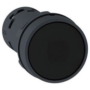 Botão Monobloco Ø22Mm Plástico, Retorno Por Mola, Preto, Na
