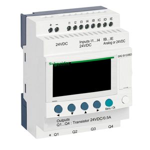 Relé Programável Compacto - Com Display E Relógio - 8 Entradas/4 Saídas - 24 Vdc, Schneider Electric, SR2B122BD
