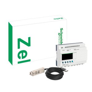 Kit Relé Programável Compacto - 8 Entradas/4 Saídas Digitais - 24 Vdc + Cabo De Comunicação Zelio/Pc De 3 Metros + Cd-Rom Zelio Soft 2, SR2PACKBD
