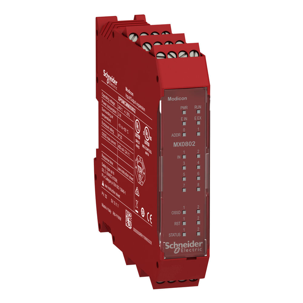Módulo De Expansão Controlador De Segurança, 8 Entradas, 2 Pares De Saídas  Pl E / Silcl 3  Conector Parafuso  24 Vcc, XPSMCMMX0802