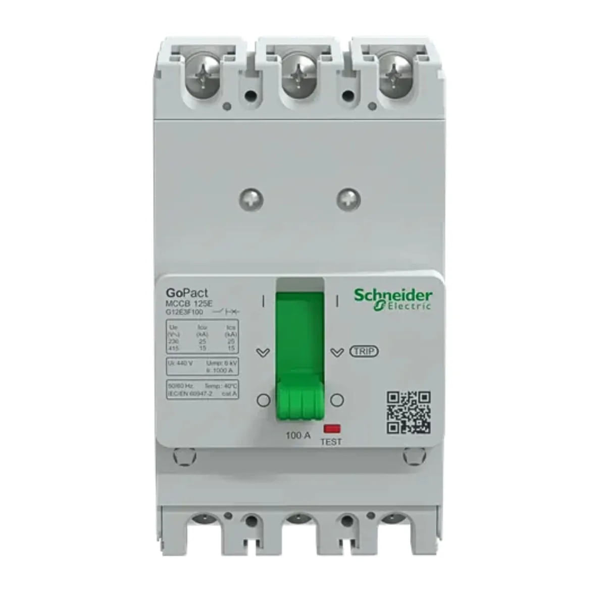 Disjuntor 3P Go Pact 125A 25Ka/220V-15Ka/380V Fixo G12E3F125 Schneider
